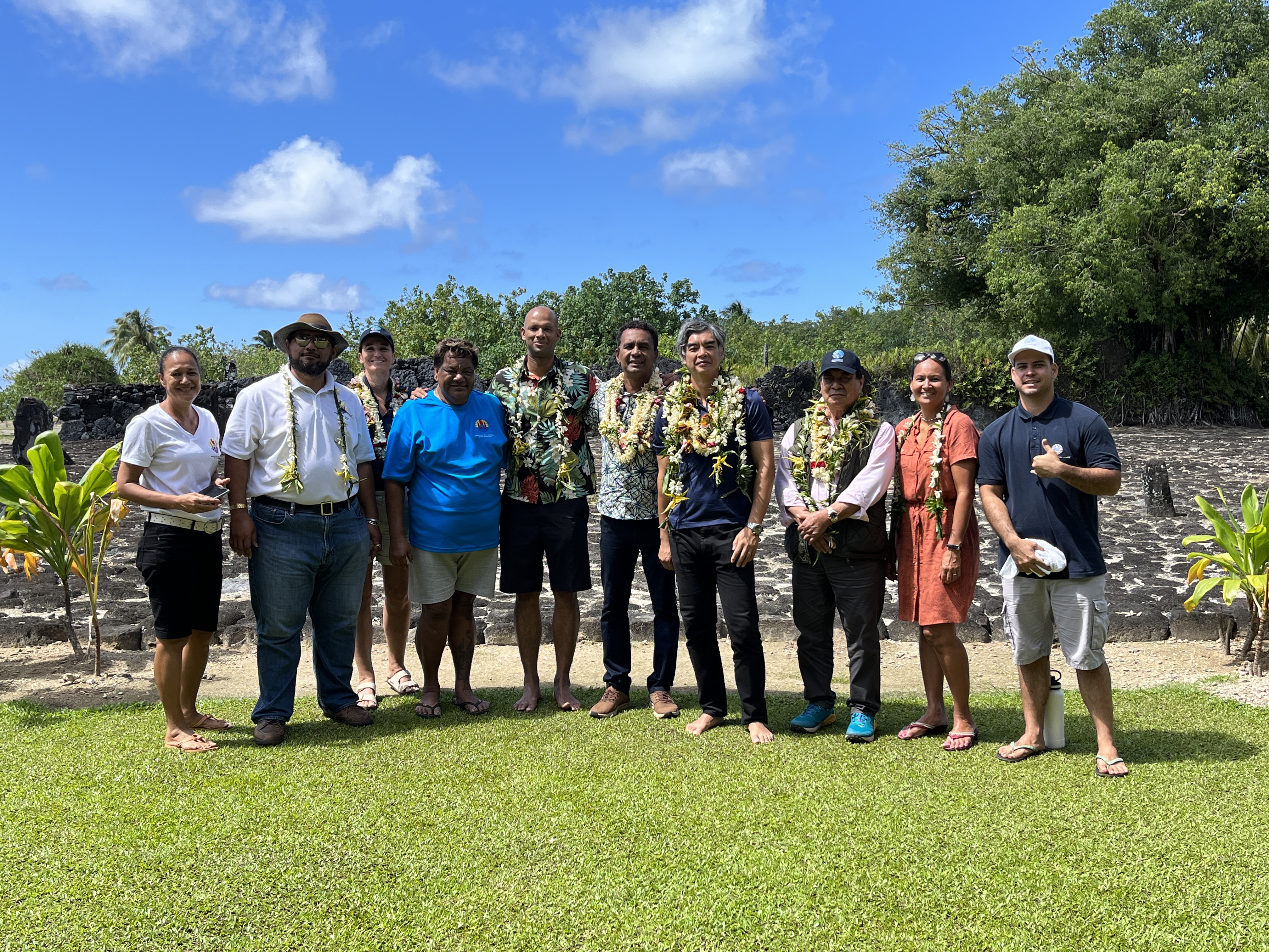 The delegation at the marae of Taputapuātea.