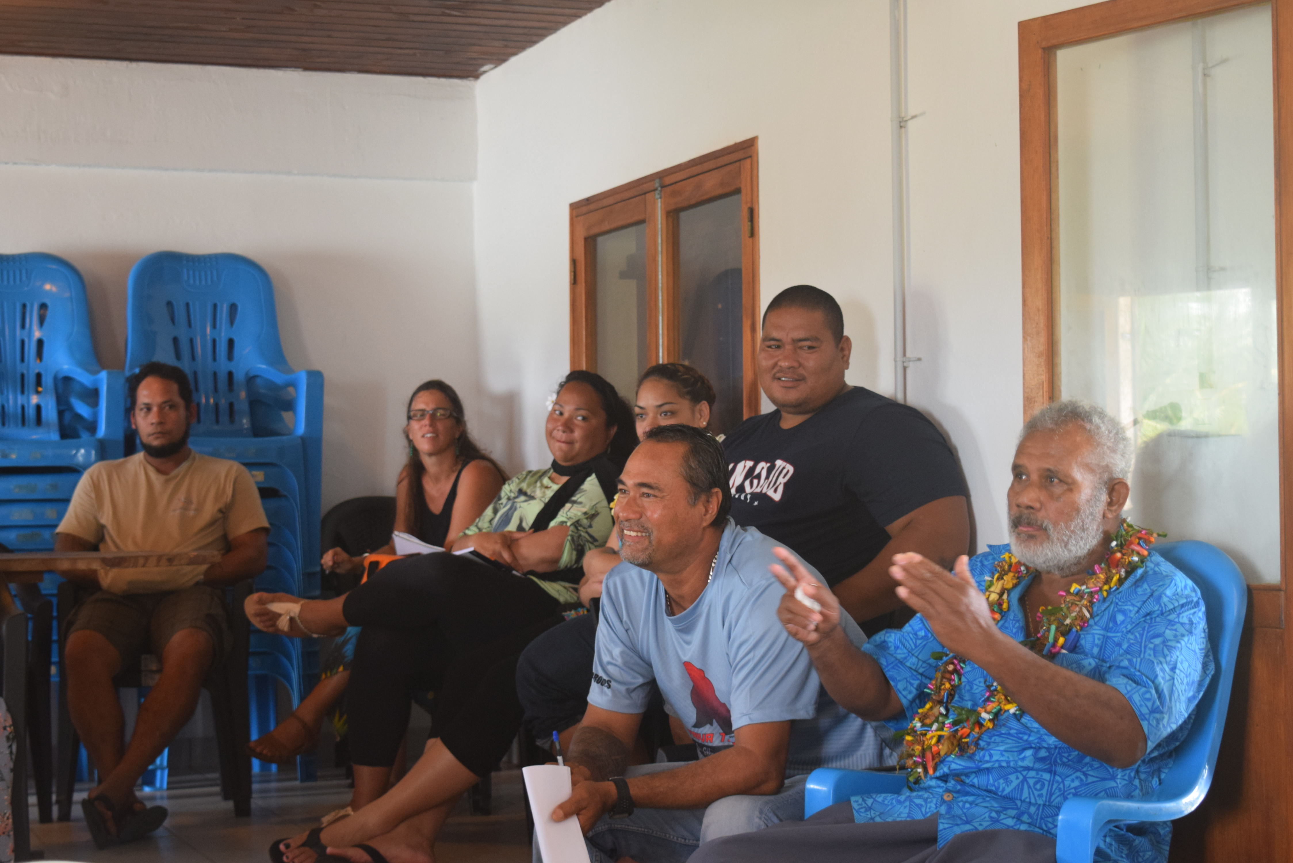 Fishing stakeholders meeting at the fale fono of the Vaitupu village